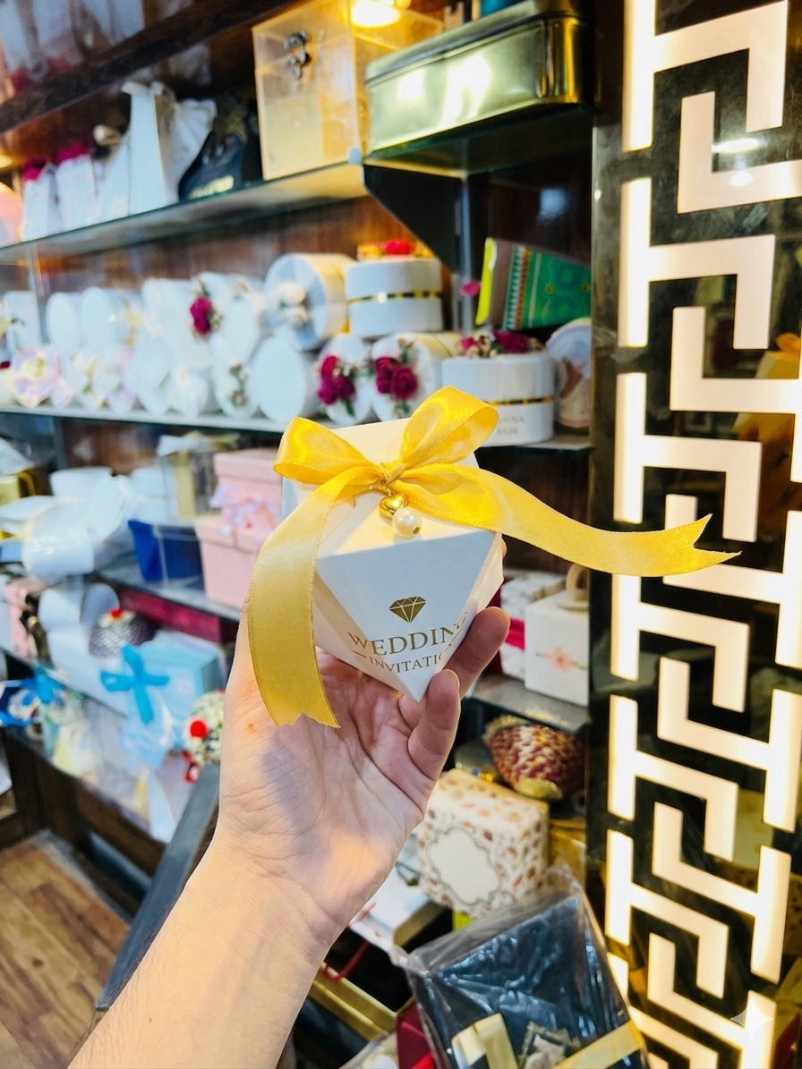 Pyramid Wedding Favor Box - White