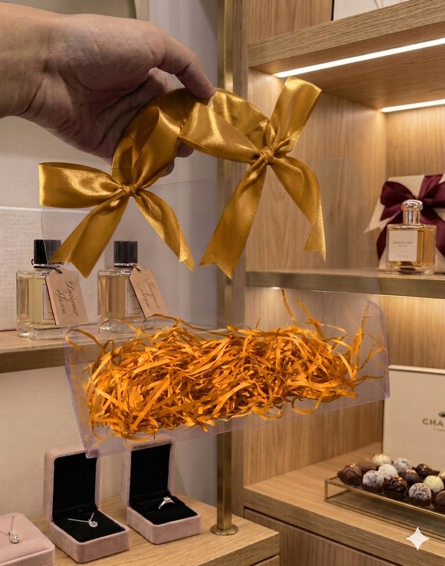 Luxury Clear Pvc Bag with Gold Ribbon Handles – Premium