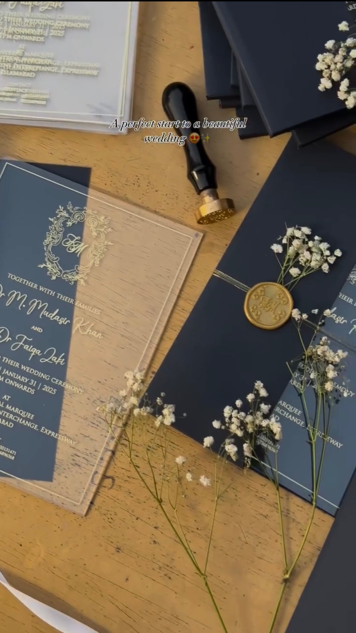 Luxury black acrylic invites