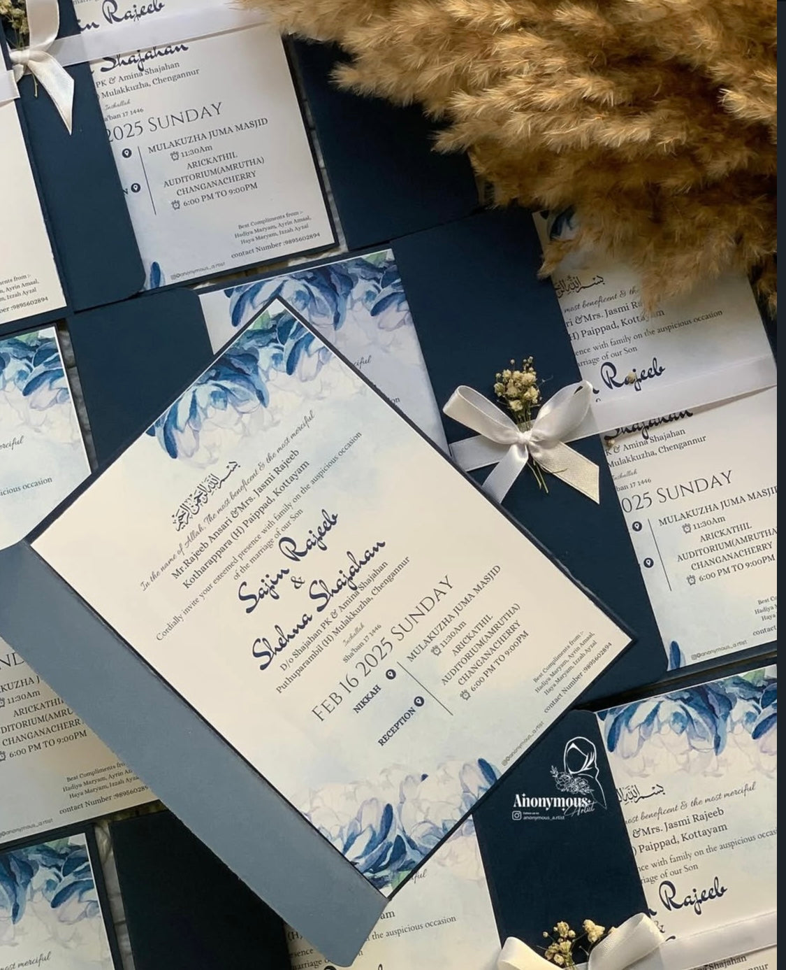 Royal blue wedding invitation