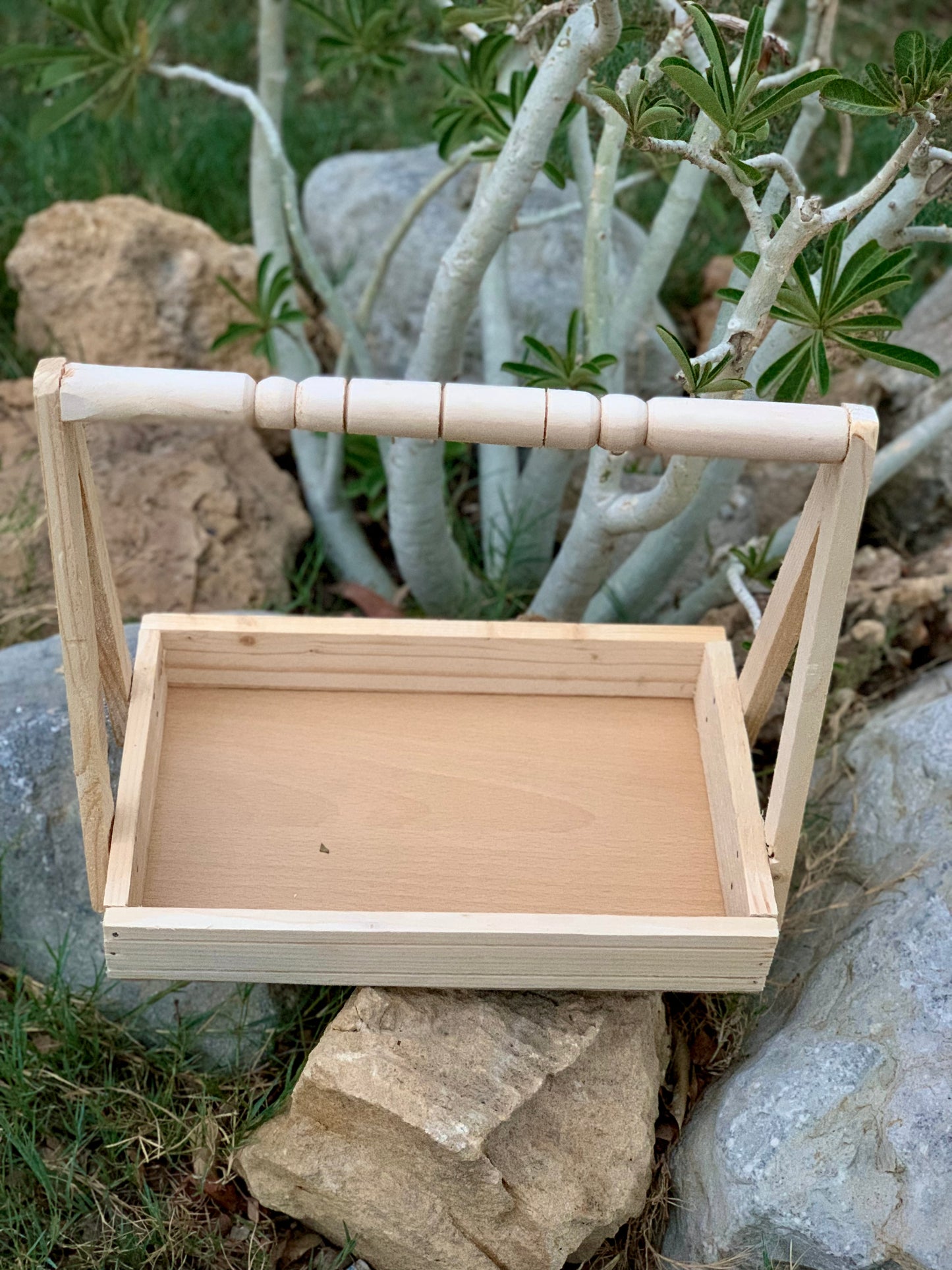 Handcrafted Rectangular Wooden Gift Basket