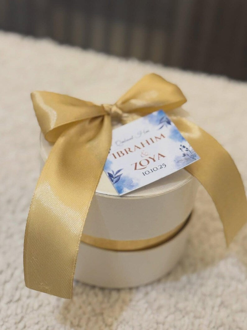 Luxury Personalized Round Nikah & Wedding Favor Box