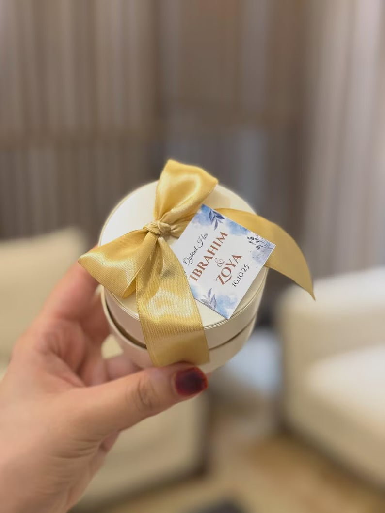Luxury Personalized Round Nikah & Wedding Favor Box