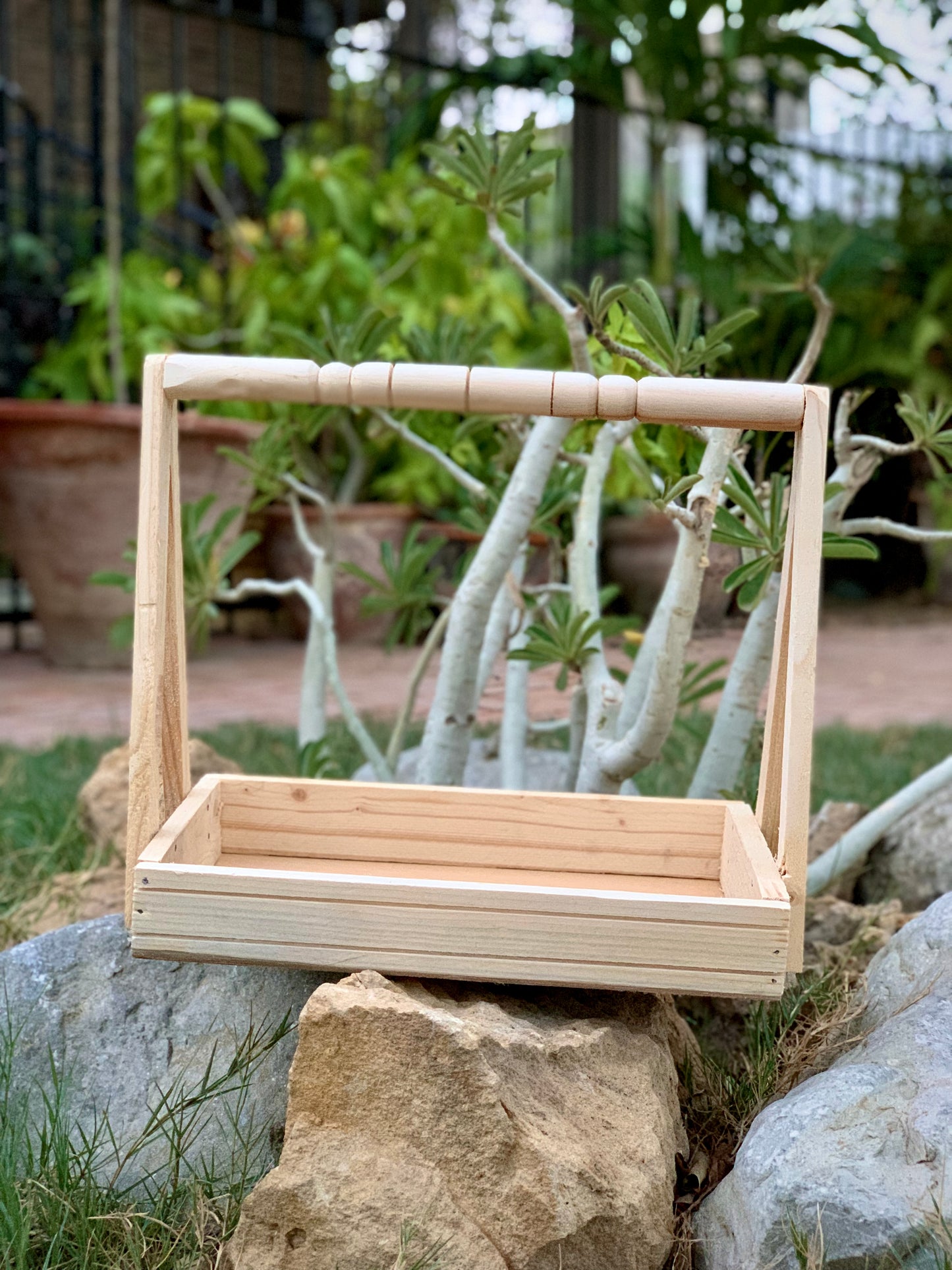 Handcrafted Rectangular Wooden Gift Basket