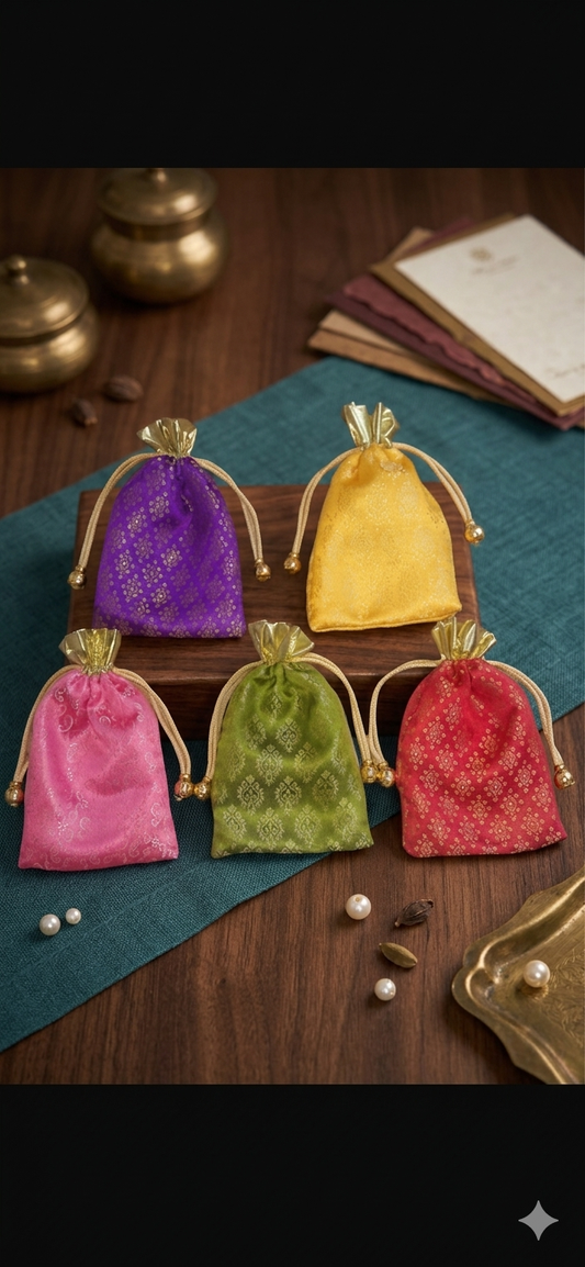 Satin jamawar pouches