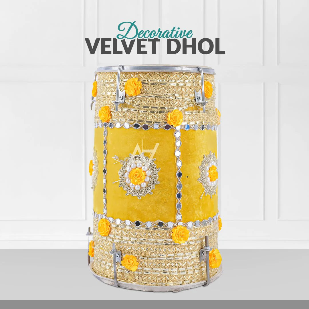 Decorative Velvet Dhol – Premium Wedding & Mehndi Decor