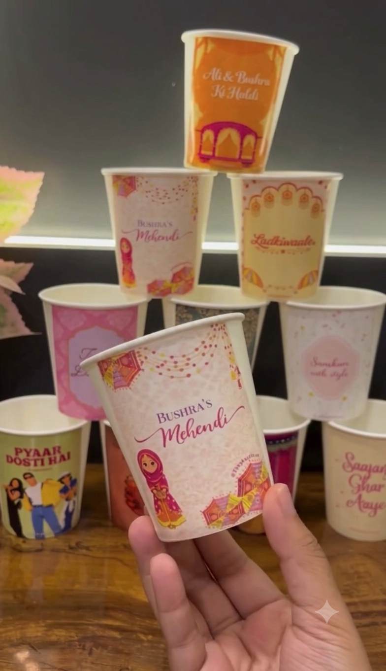 Personalized Chai/Coffee Cups for mehndi And Dholki