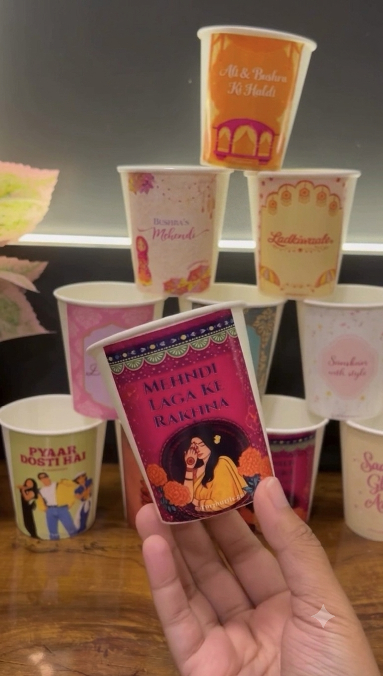 Personalized Chai/Coffee Cups for mehndi And Dholki
