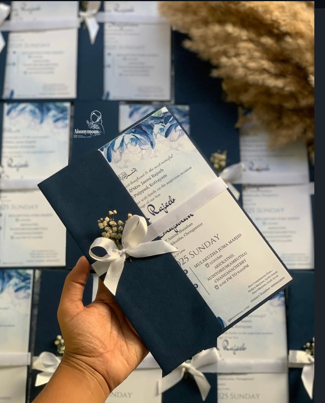 Royal blue wedding invitation
