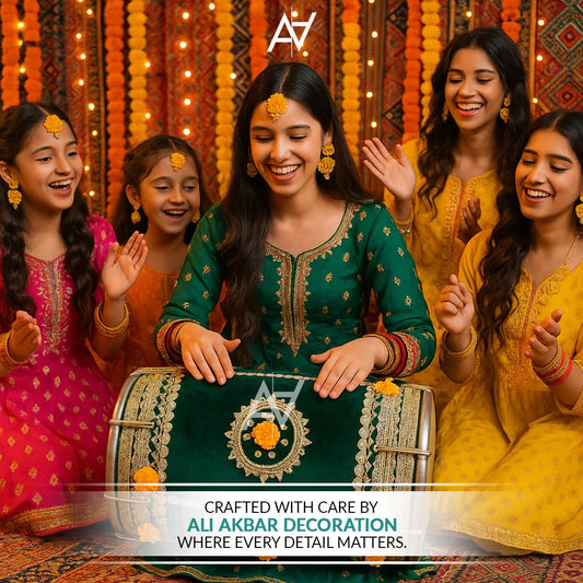 Decorative Velvet Dhol – Premium Wedding & Mehndi Decor