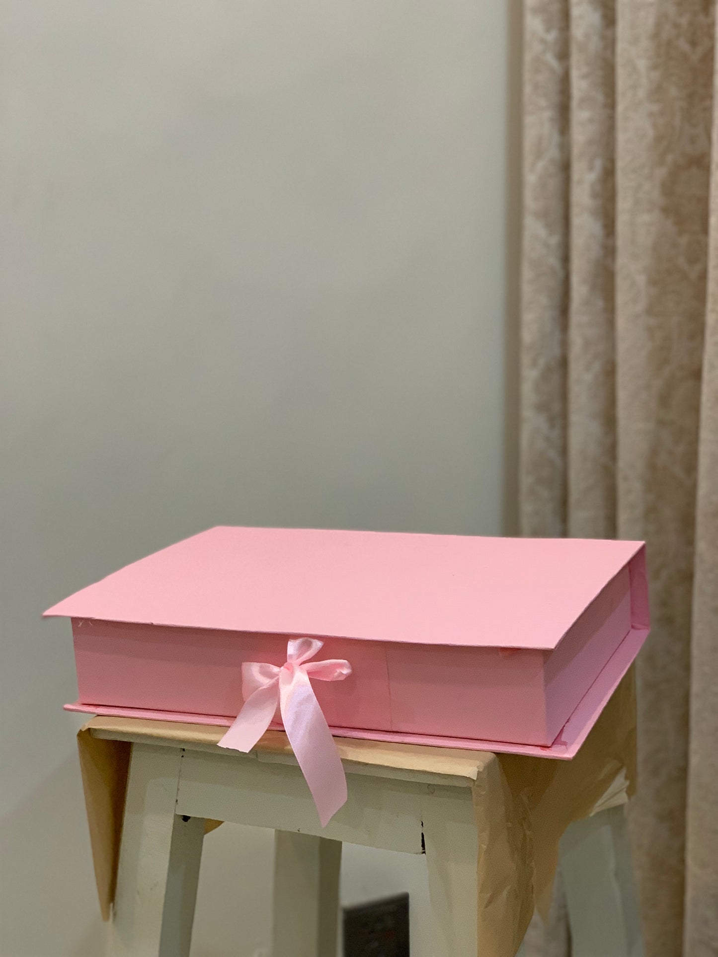 Classic Crimson pink Ribbon-Tie Gift Box – Premium Rectangular Keepsake