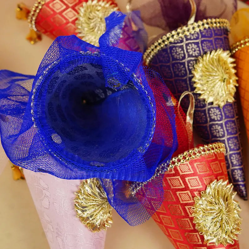 Colorful Cone Pouches, vibrant Fabric Gift Bag
