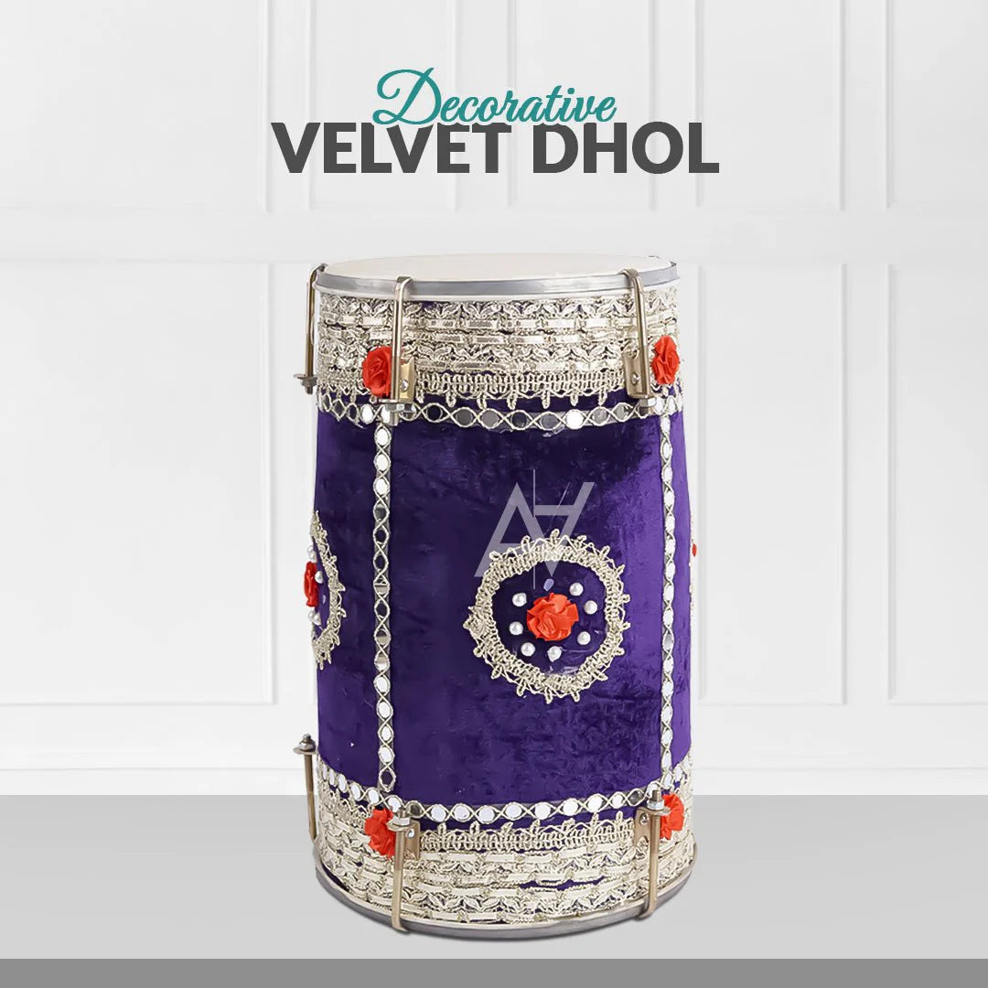 Decorative Velvet Dhol – Premium Wedding & Mehndi Decor