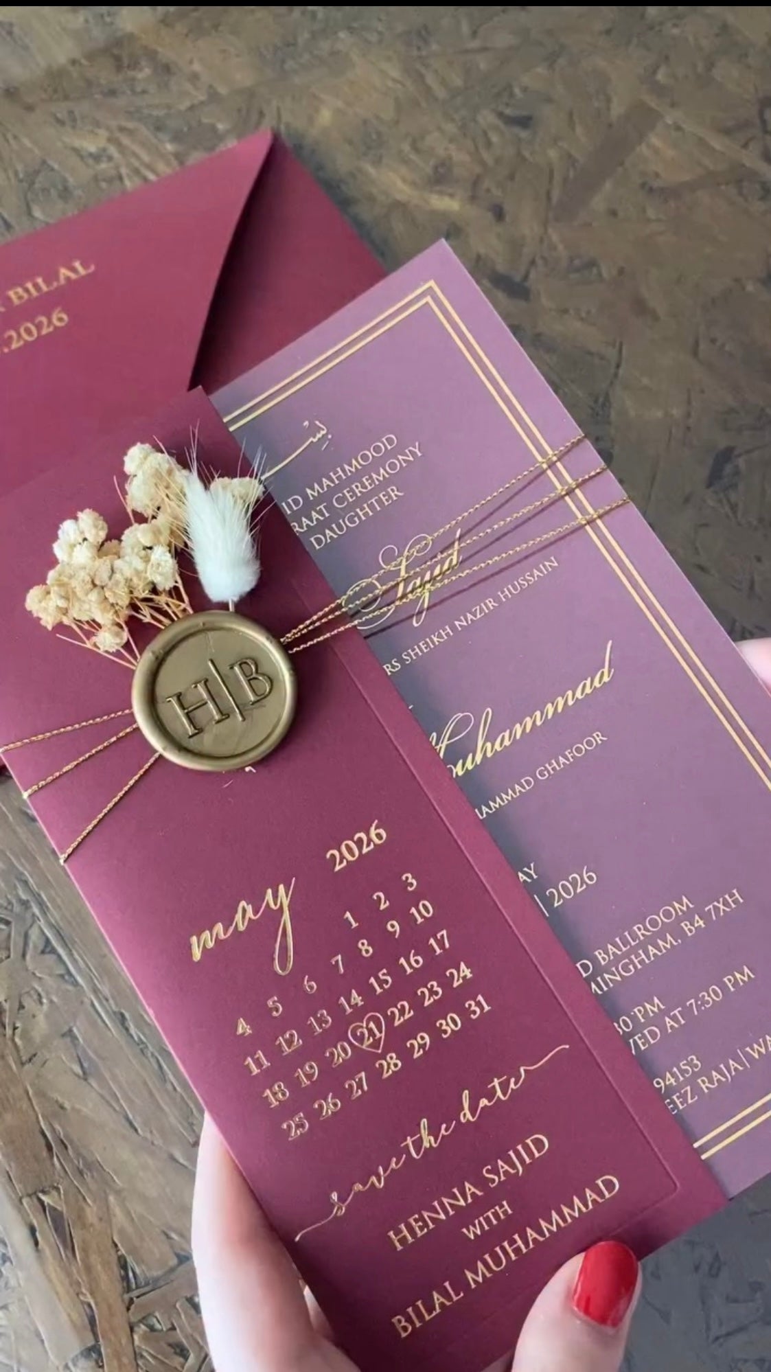 Luxury Plum & Burgundy Wedding Invitation Suite