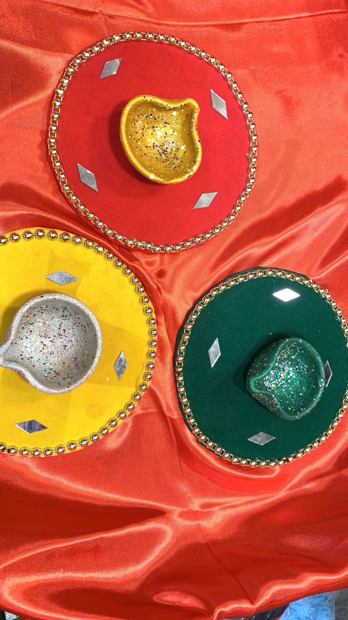 Handcrafted Vibrant Mehndi Thaal Set – Decorative Wedding plates