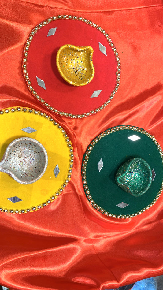Handcrafted Vibrant Mehndi Thaal Set – Decorative Wedding plates