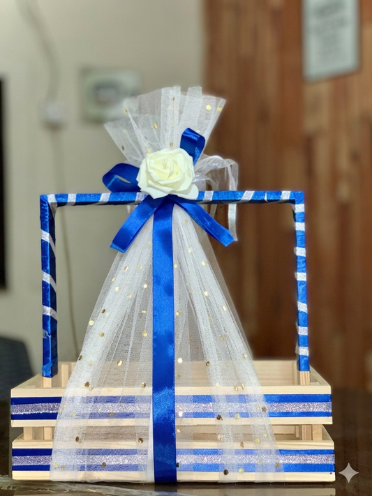 Elegant Royal Blue Wooden Crate