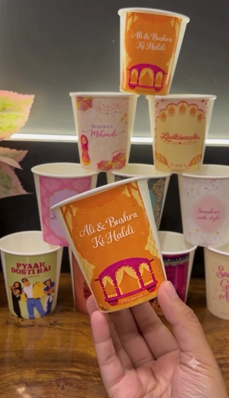 Personalized Chai/Coffee Cups for mehndi And Dholki