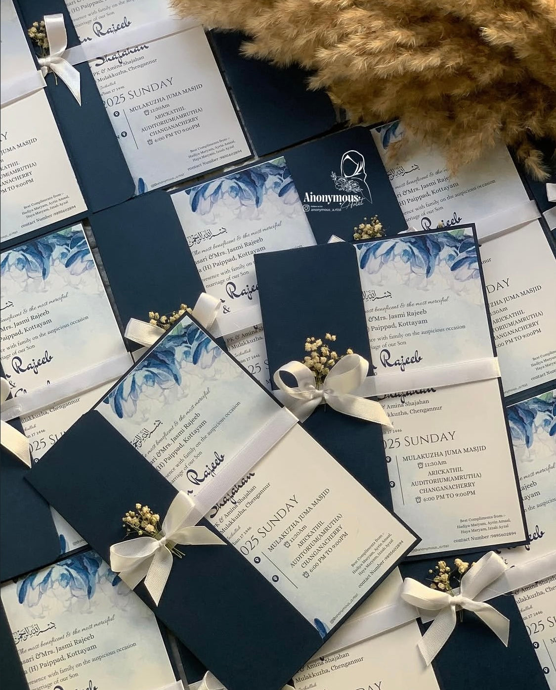 Royal blue wedding invitation