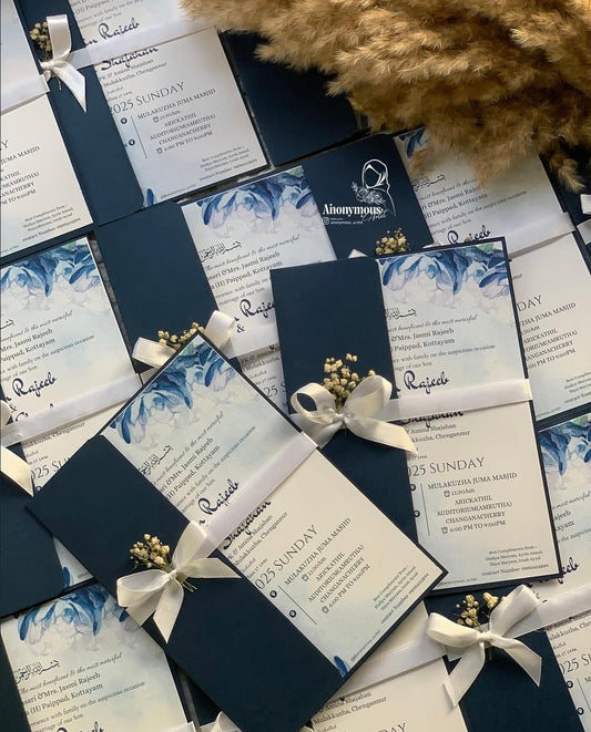 Royal blue wedding invitation