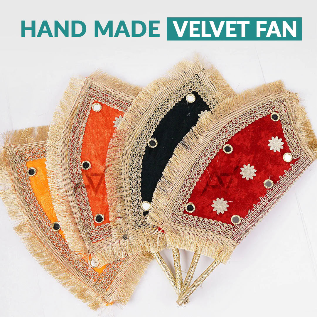 Hand Made Velvet  Fan For Mendhi, Maiyu, party Decoration