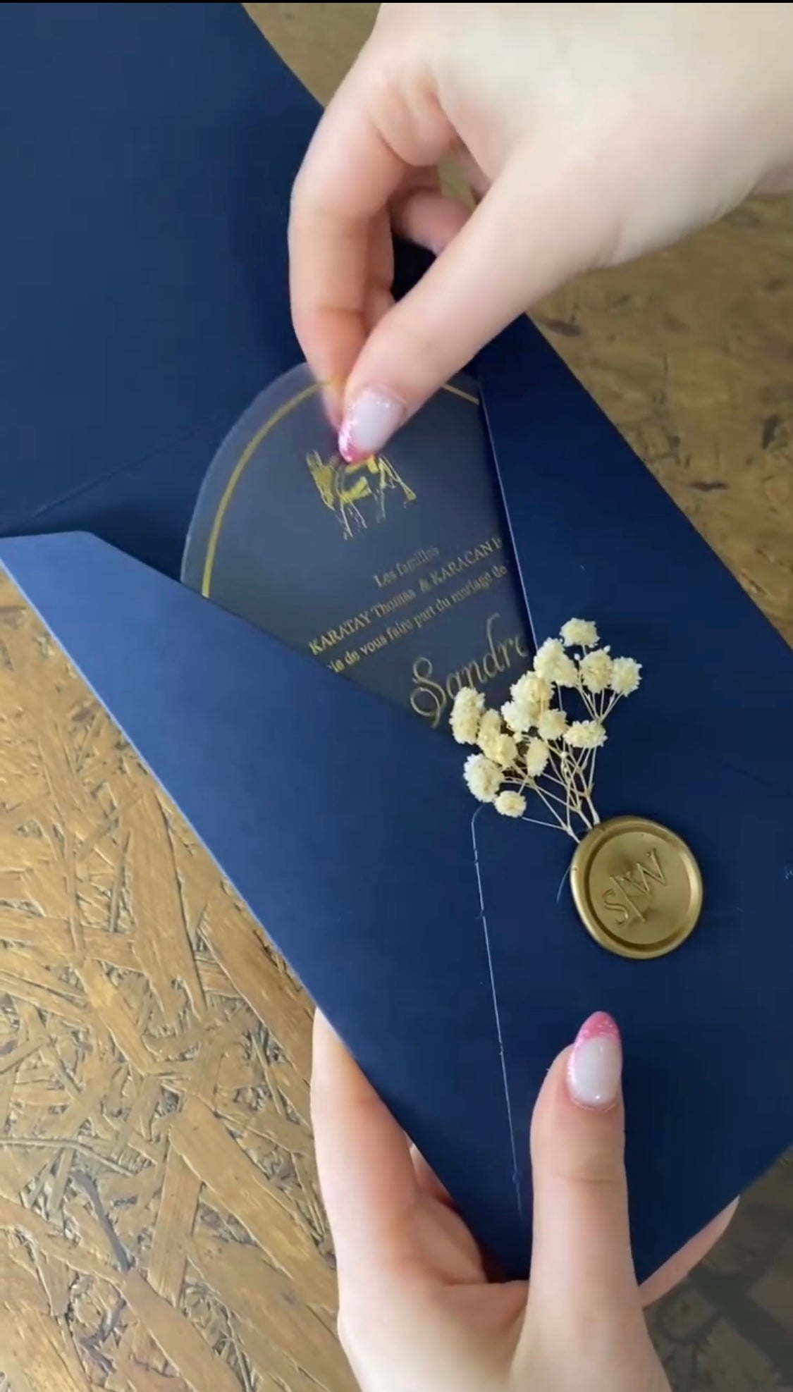 Royal Navy Blue & Gold Wax Seal Wedding Invitation Suite