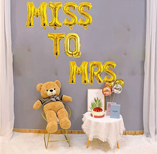 Miss To Mrs Foil Balloon | 16 Inch Each Balloon | For | Wedding , Dolki, Nikkah , Maiyu Mendhi , & Other Party Decor & Celebration |