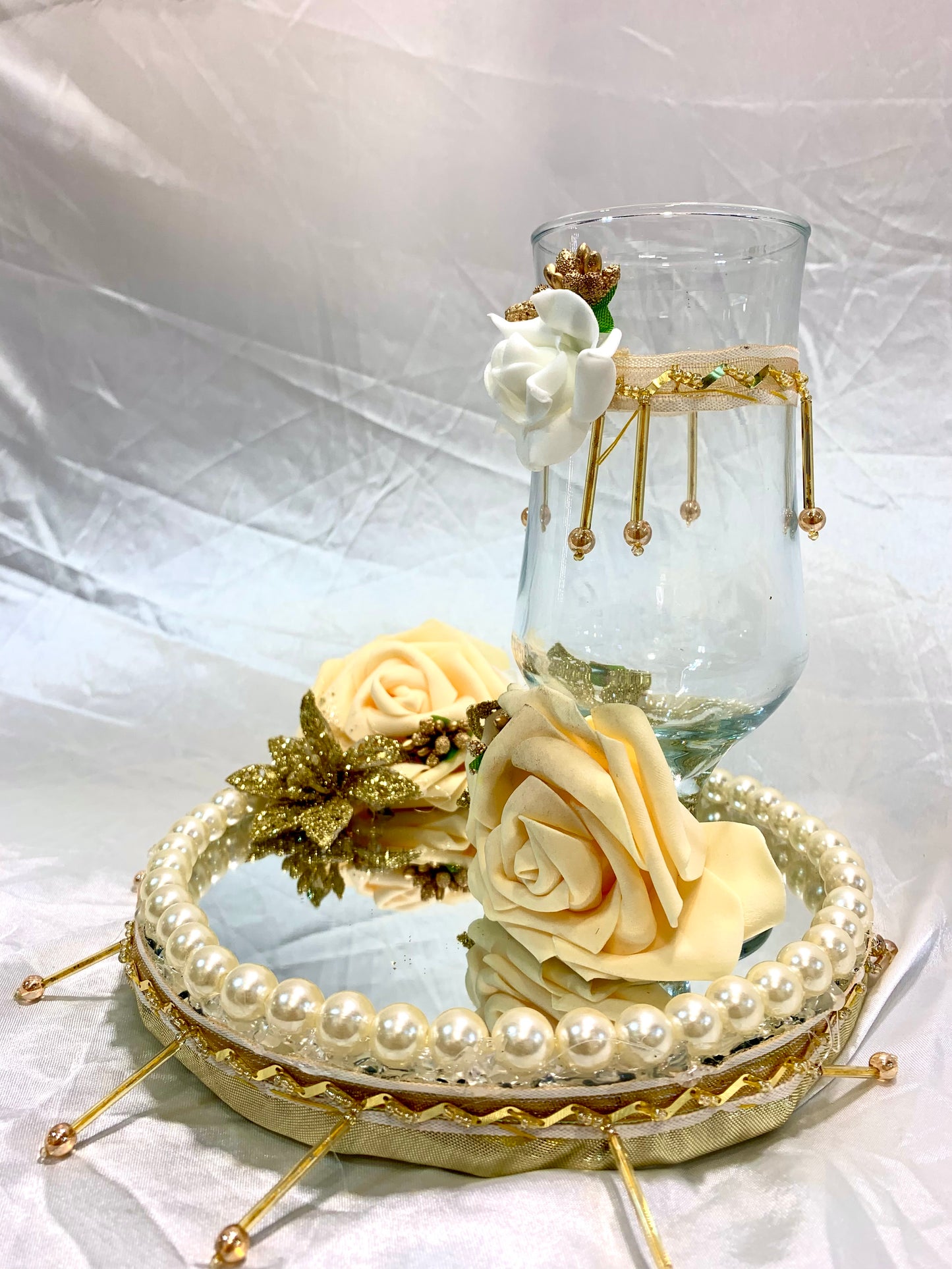 Handcrafted Gold & Ivory Rasam Glass Set | Doodh Pilai & Nikah Essential