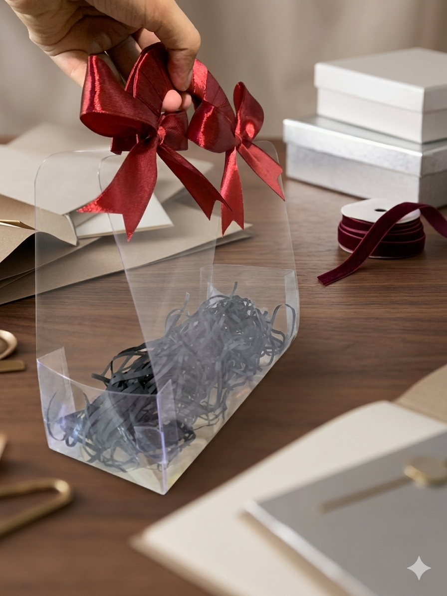PVC Gift Bag with Satin Wrapped Handle
