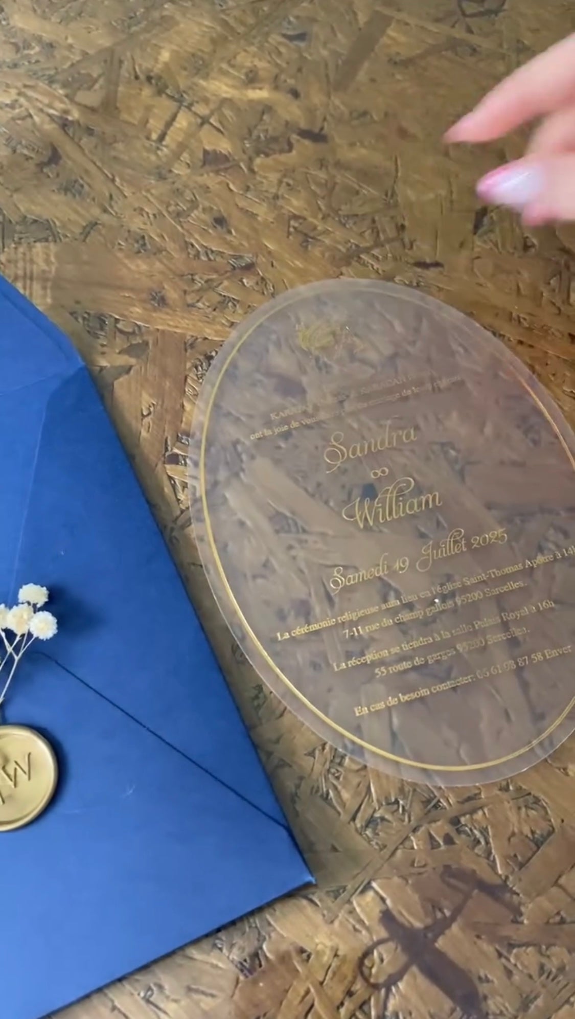 Royal Navy Blue & Gold Wax Seal Wedding Invitation Suite
