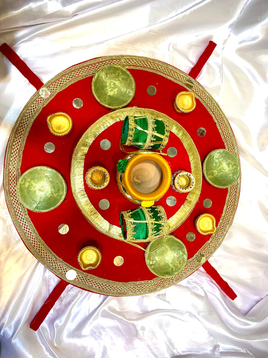 Mehndi thaal with sticks Red