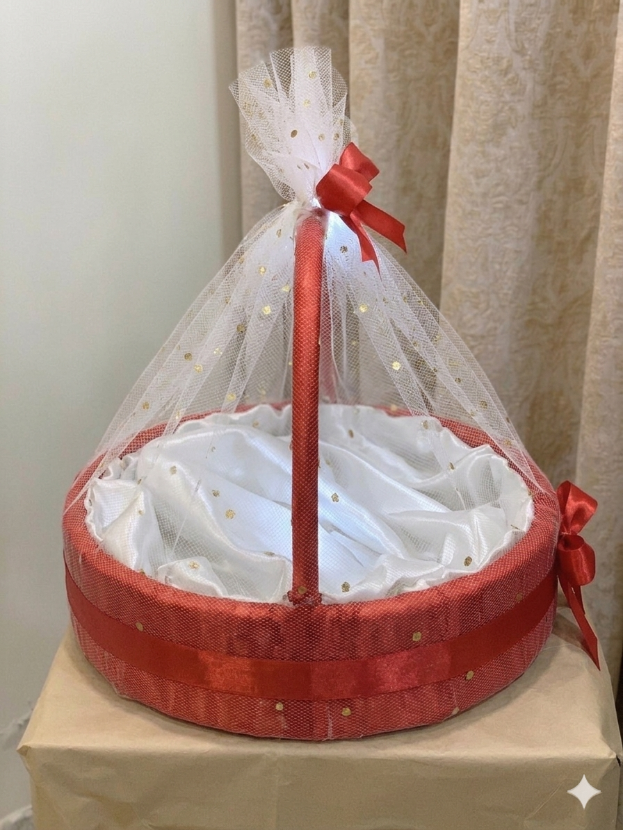 Elegant Red Round Gift Basket