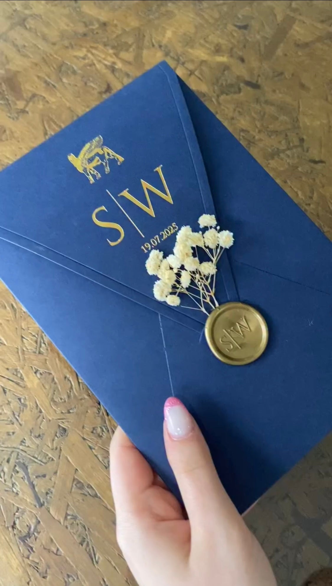 Royal Navy Blue & Gold Wax Seal Wedding Invitation Suite
