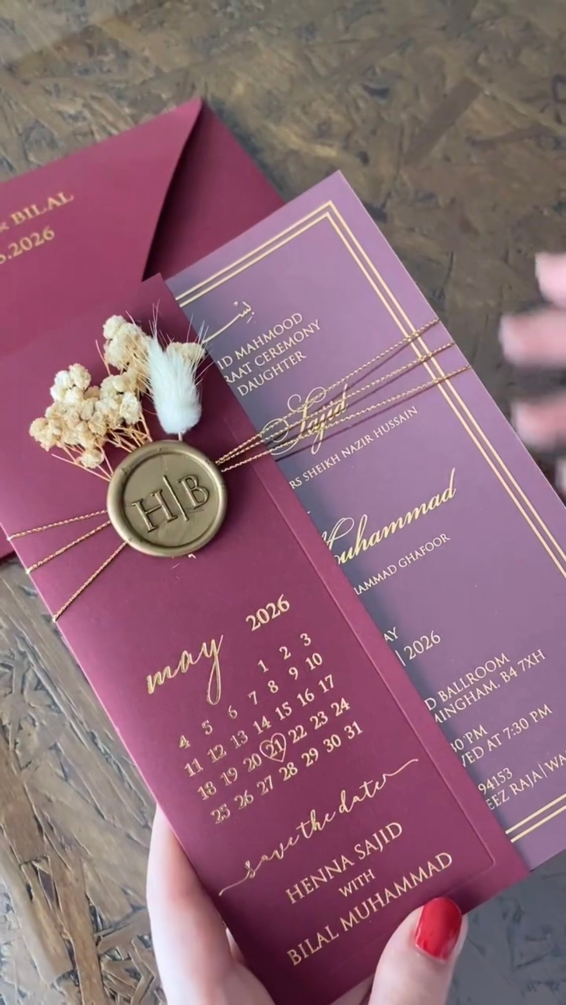 Luxury Plum & Burgundy Wedding Invitation Suite