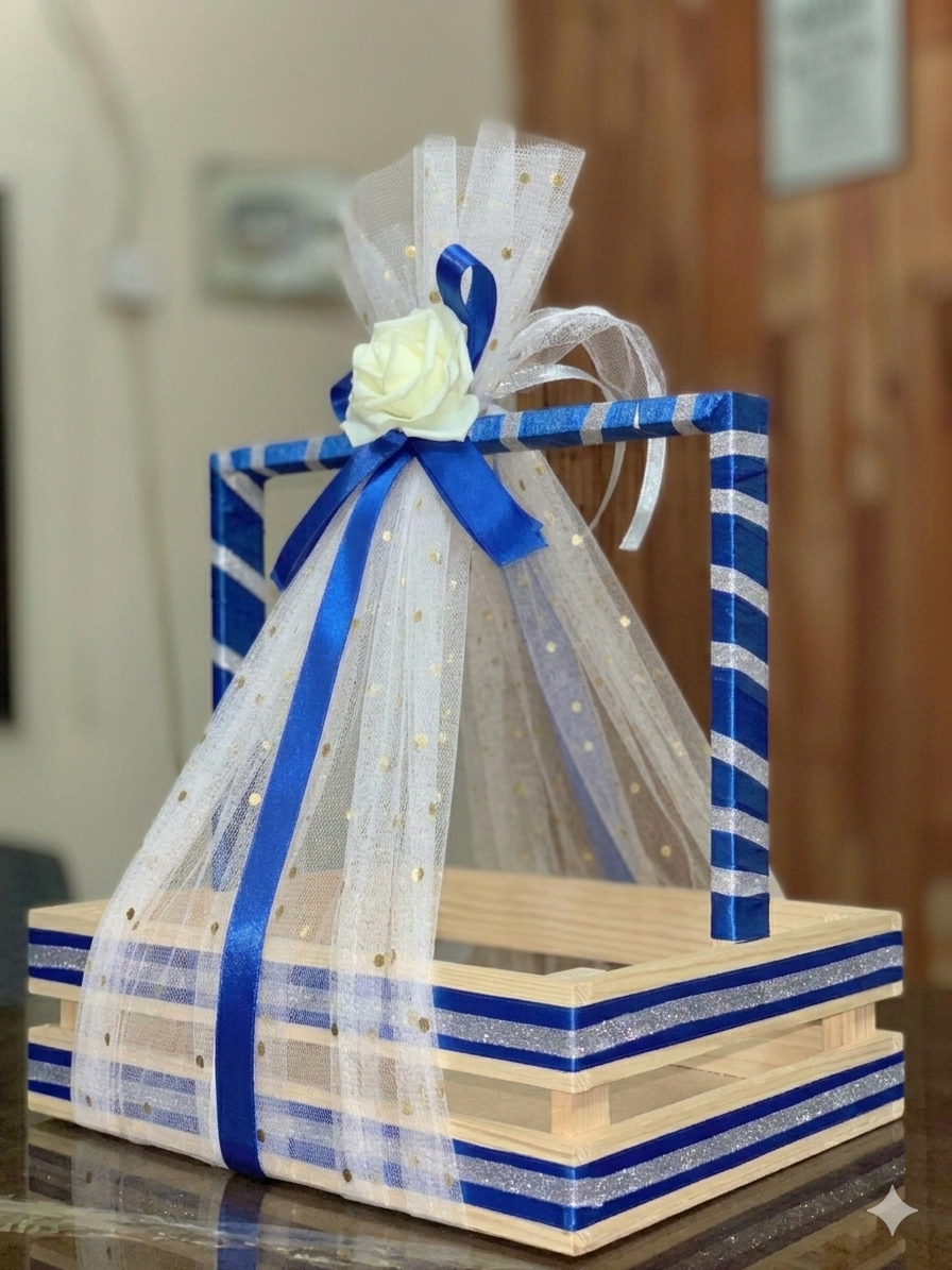 Elegant Royal Blue Wooden Crate