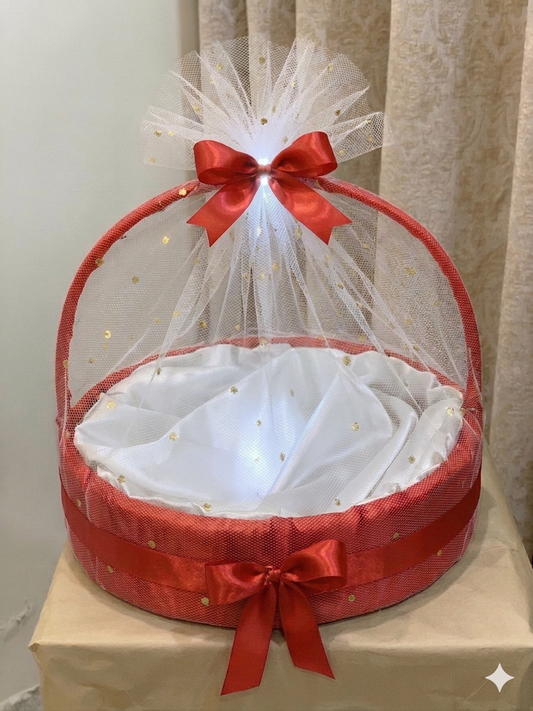 Elegant Red Round Gift Basket