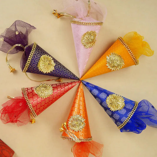 Colorful Cone Pouches, vibrant Fabric Gift Bag