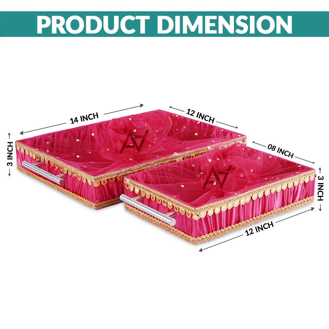 Hot Pink Satin Wedding Trays for Gifting & Decor