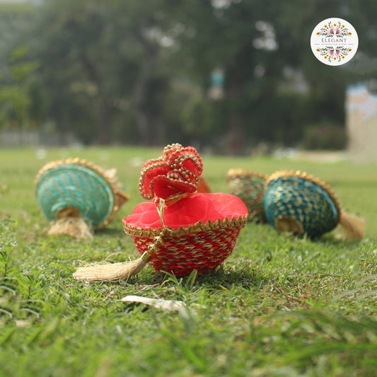 Gota Work Favor Box – Elegant Nikkah & Wedding Organza Matki box