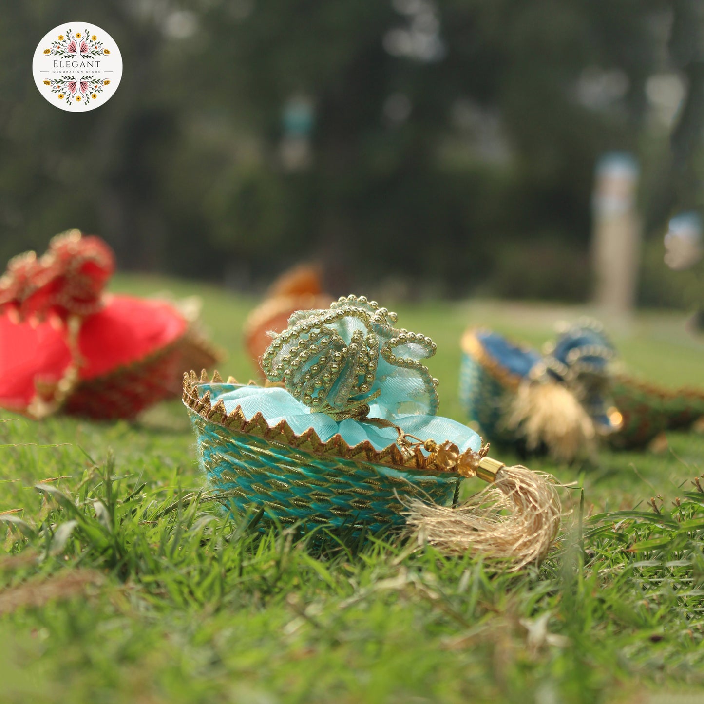 Gota Work Favor Box – Elegant Nikkah & Wedding Organza Matki box