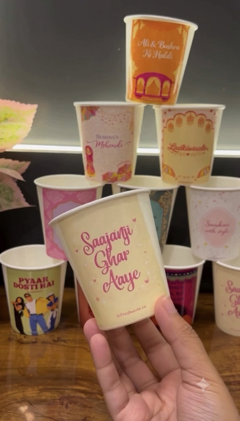 Personalized Chai/Coffee Cups for mehndi And Dholki