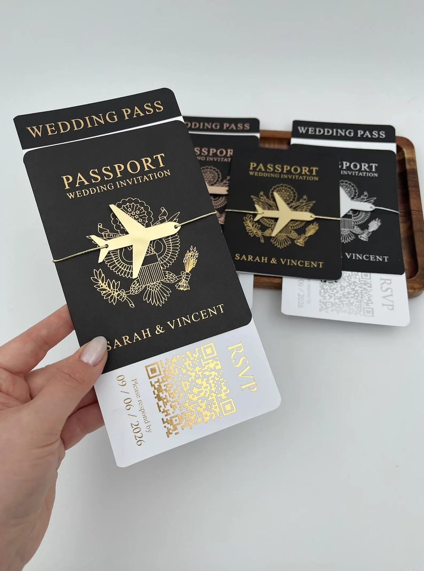 Luxury Passport & Boarding Pass Destination Wedding Invitation Suite