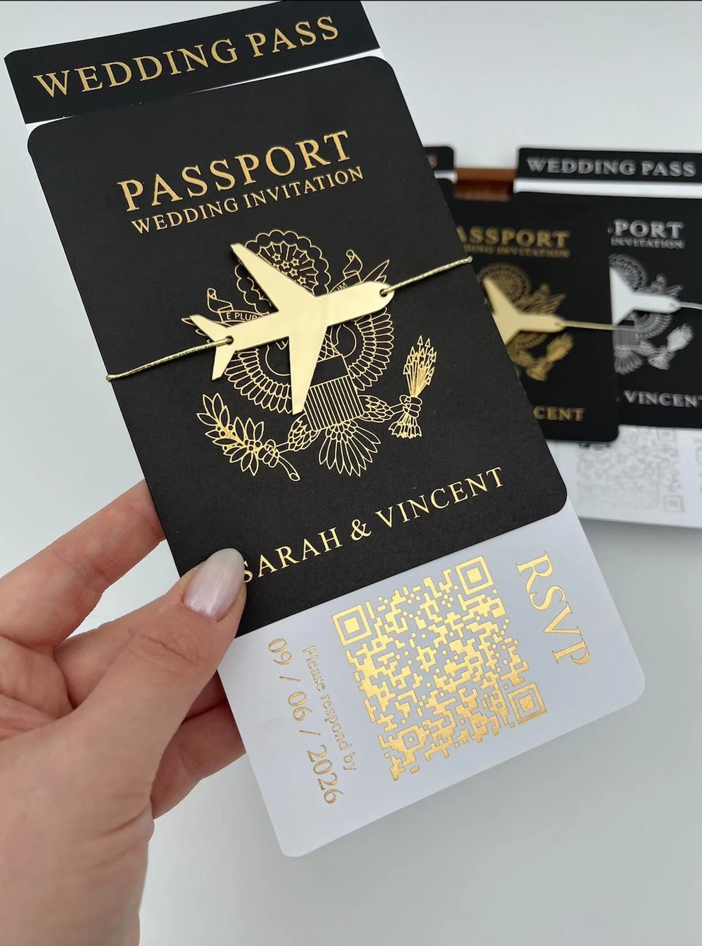 Luxury Passport & Boarding Pass Destination Wedding Invitation Suite