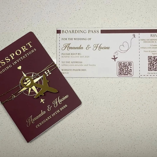 Luxury Passport & Boarding Pass Destination Wedding Invitation Suite