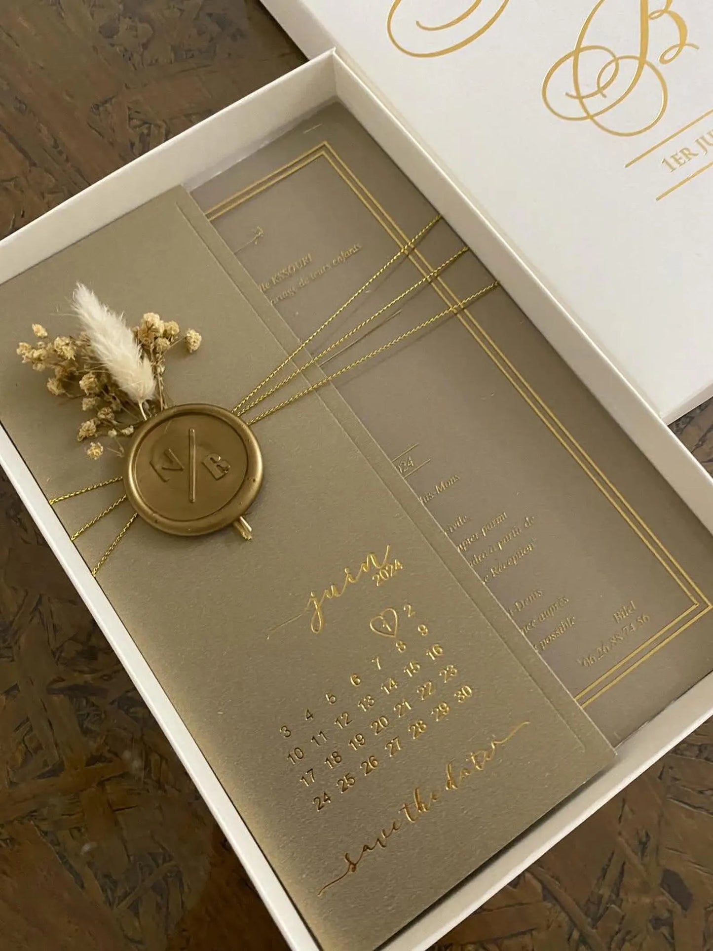 Wedding Invitations With Gold Foil, Half Fold Envelope, Save the Date
