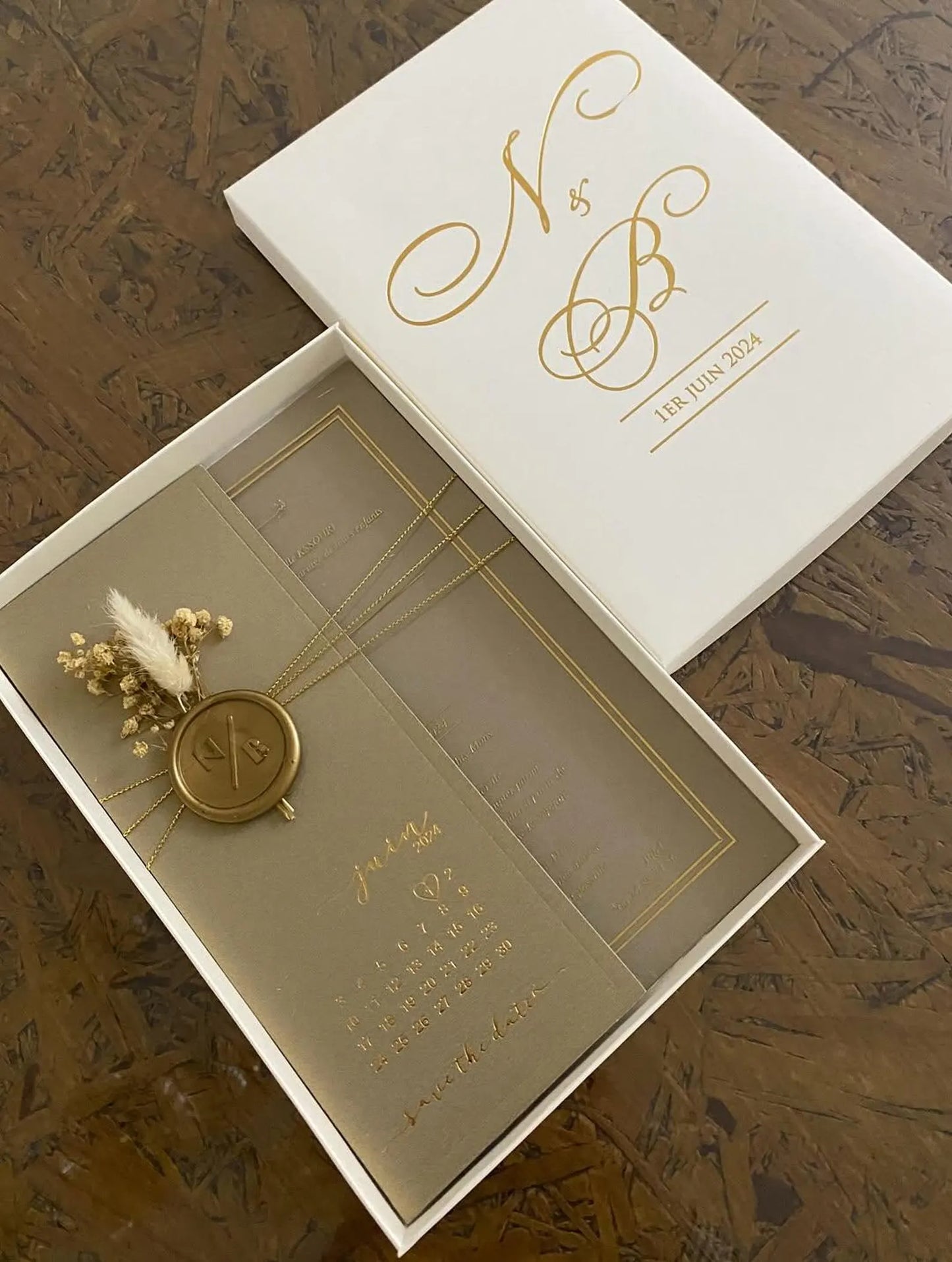 Wedding Invitations With Gold Foil, Half Fold Envelope, Save the Date