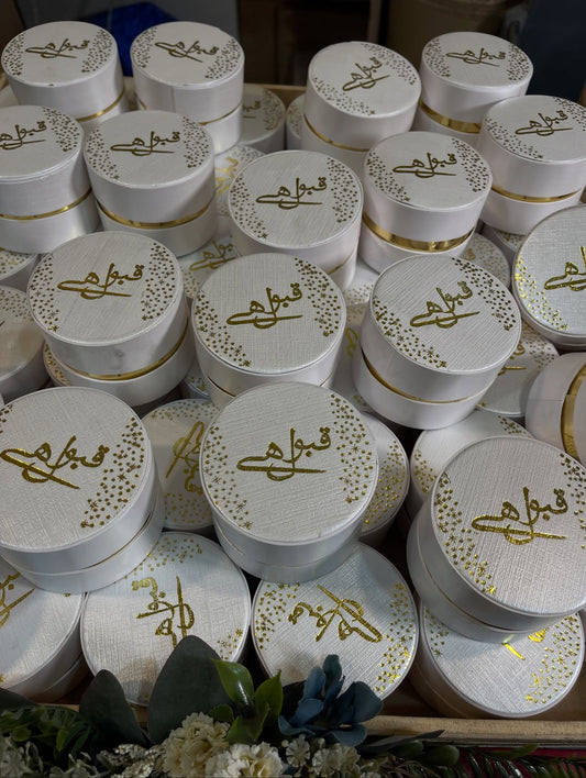 Premium White & Gold "Qubool Hai" Velvet Ring Box – Elegant Nikah & Wedding Ceremony Ring Bearer